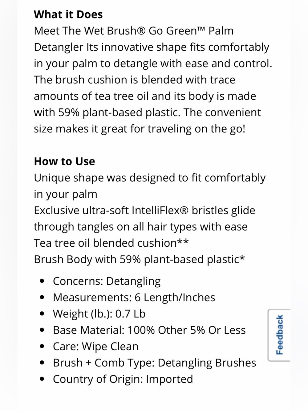 NWT/Wet Brush Go Green Palm Detangler - Picture 9 of 9
